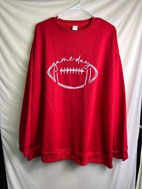 Red "Game Day" Football Graphic Pullover Sweatshirt